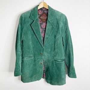 Vintage Hunters Run Blazer Jacket Sports Coat Genuine Leather‎ Green Medium